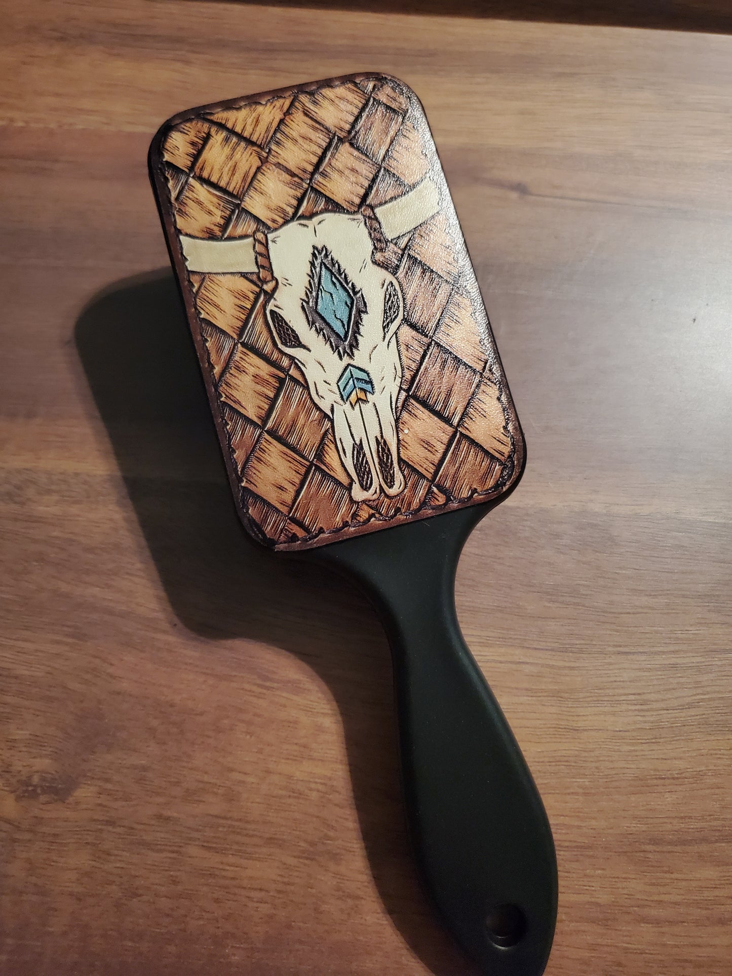 Western print hair brush
