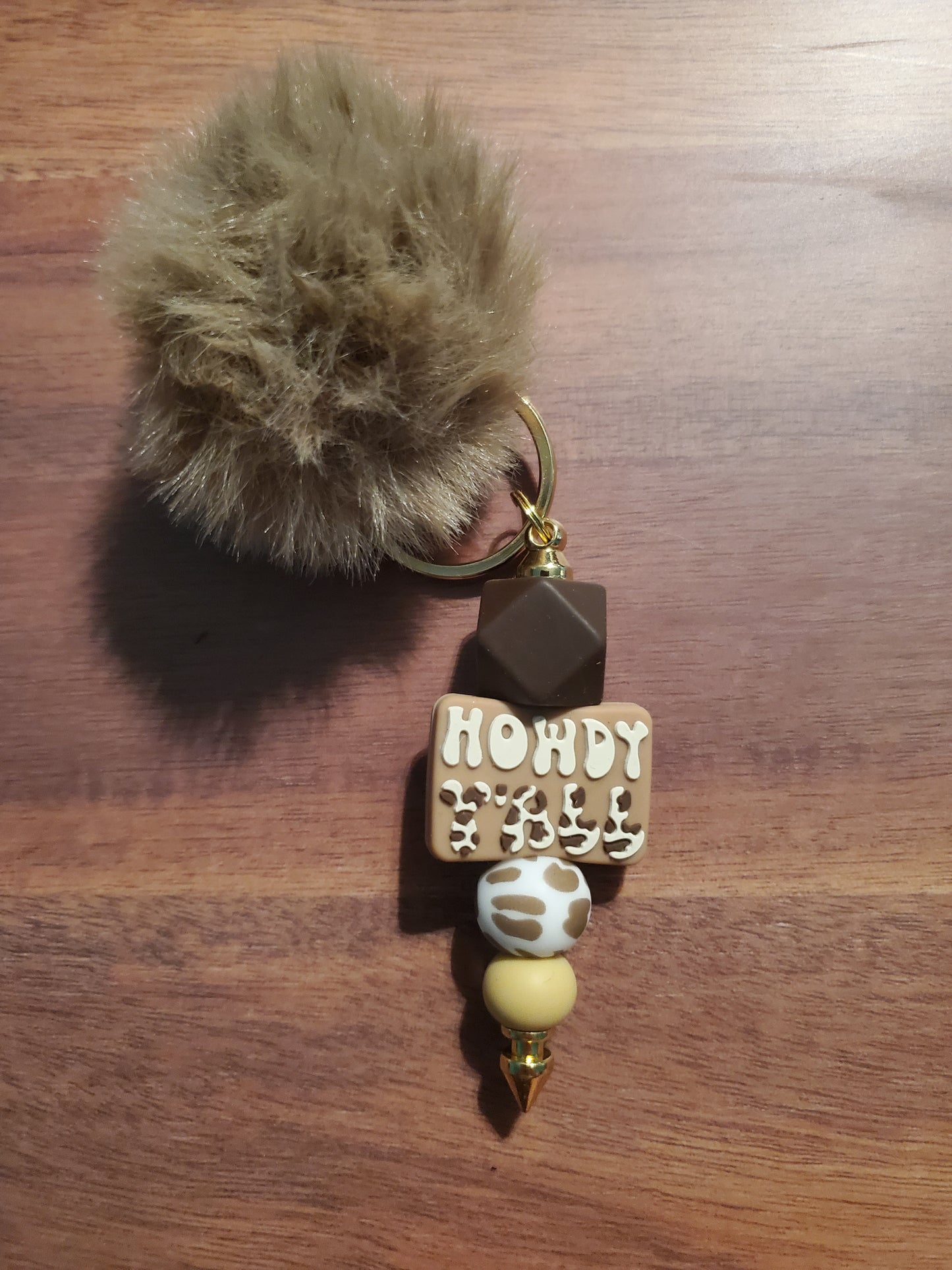 Howdy beaded keychain