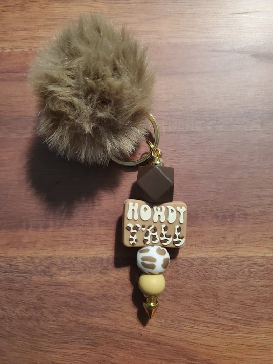 Howdy beaded keychain