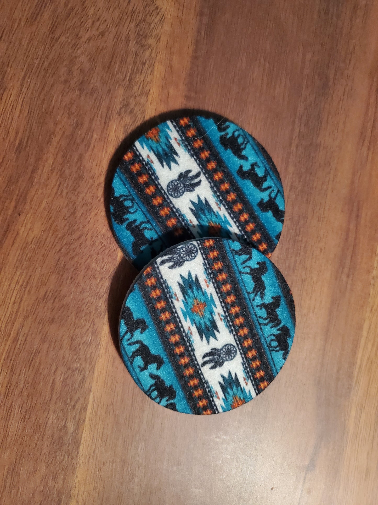 Aztec print car coasters