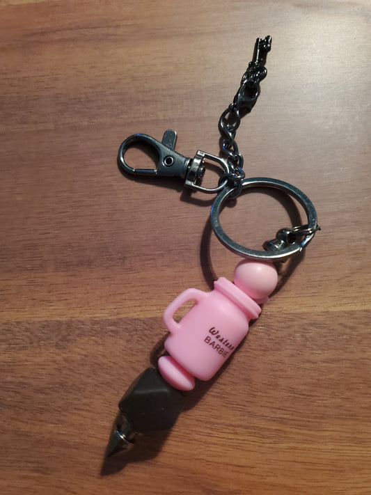 Western barbie beaded keychain