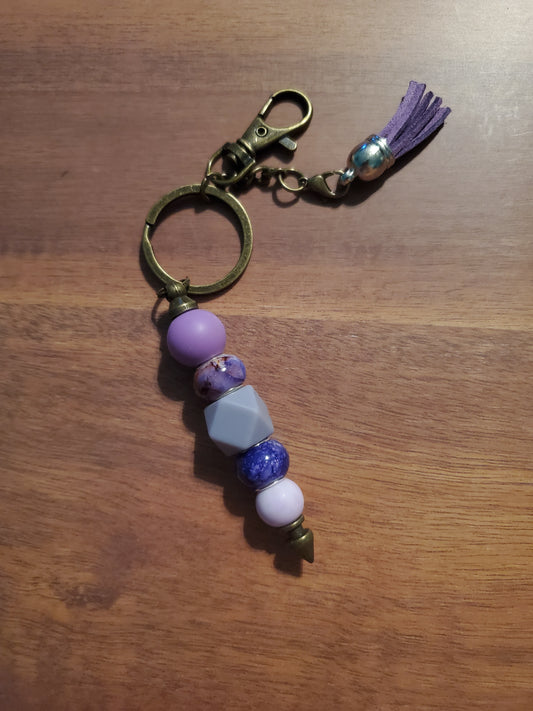 Purple beaded keychain