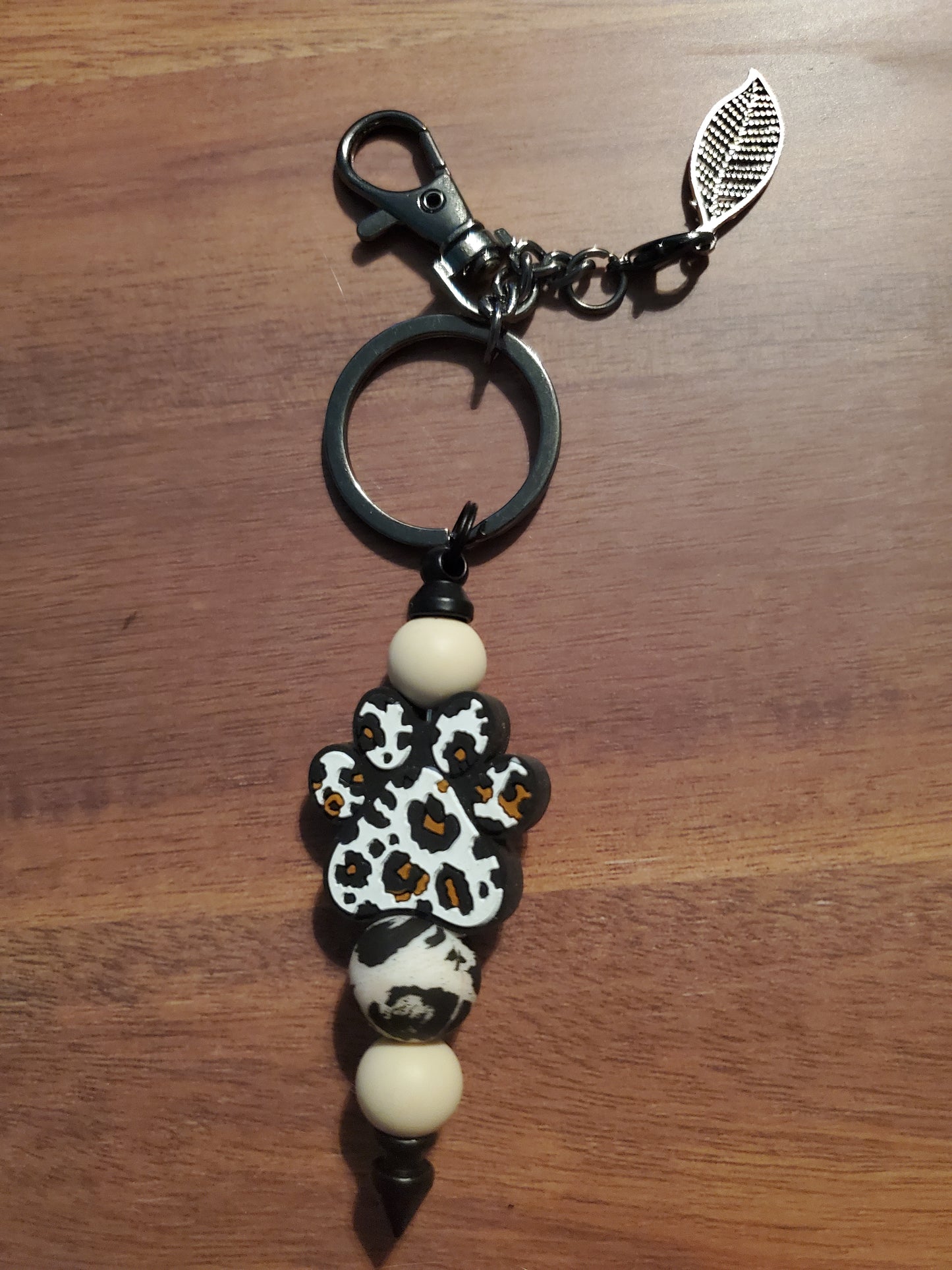 Paw print beaded keychain