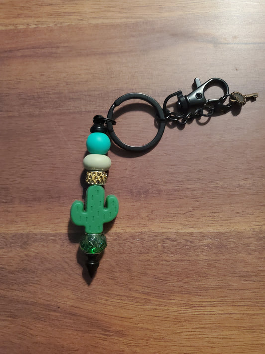 Cactus beaded keychain