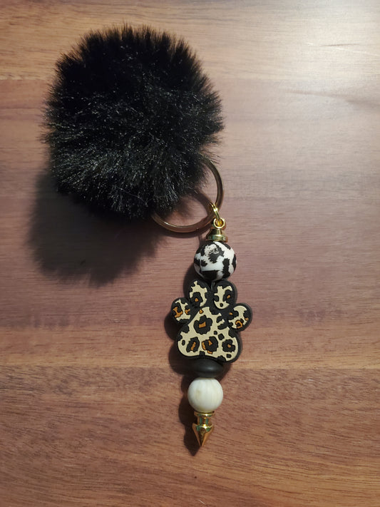 Paw print beaded keychain