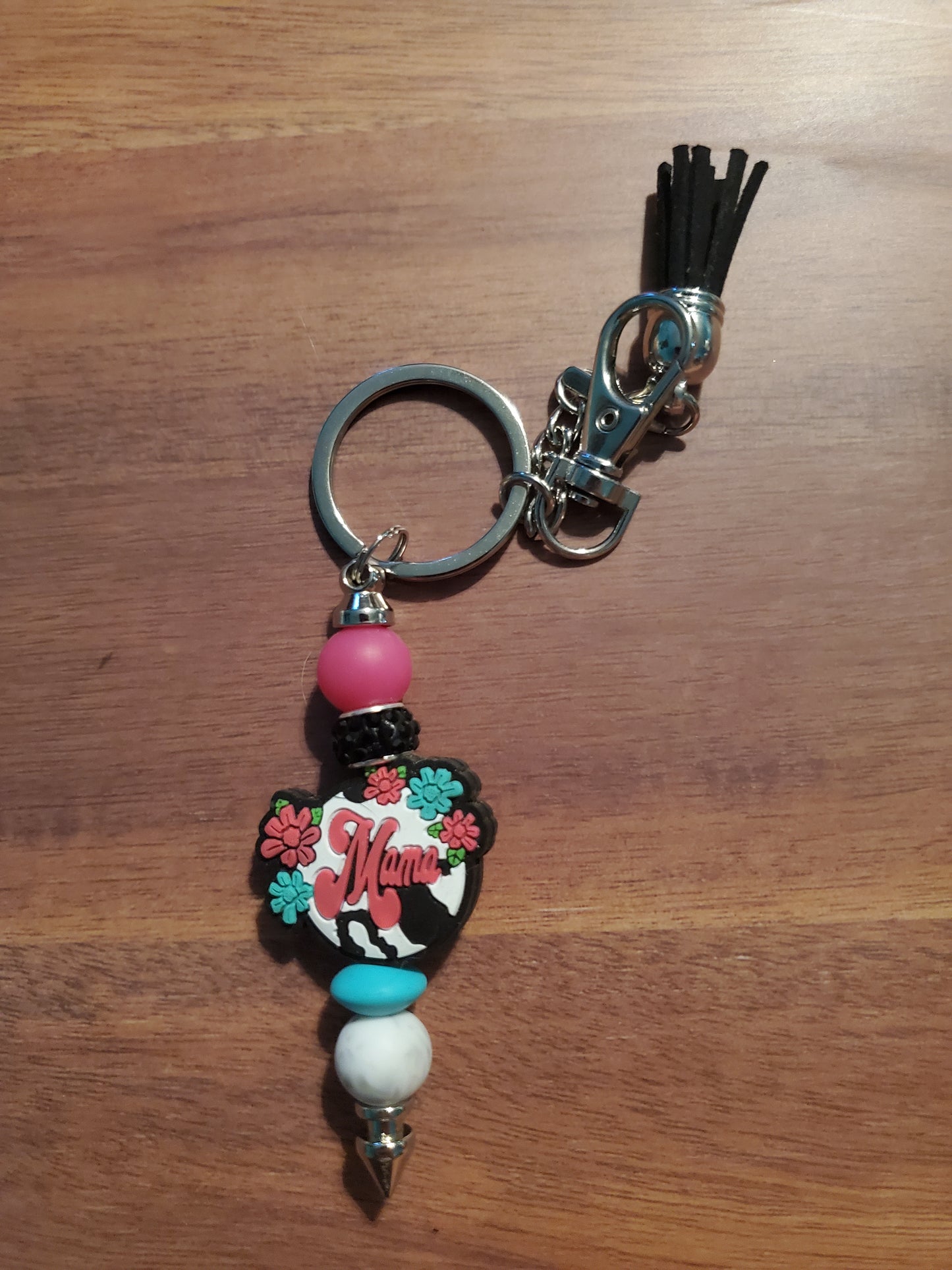 Mama beaded keychain