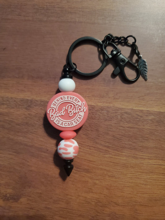 Bad Bitch beaded keychain