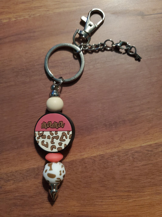 Mama beaded keychain